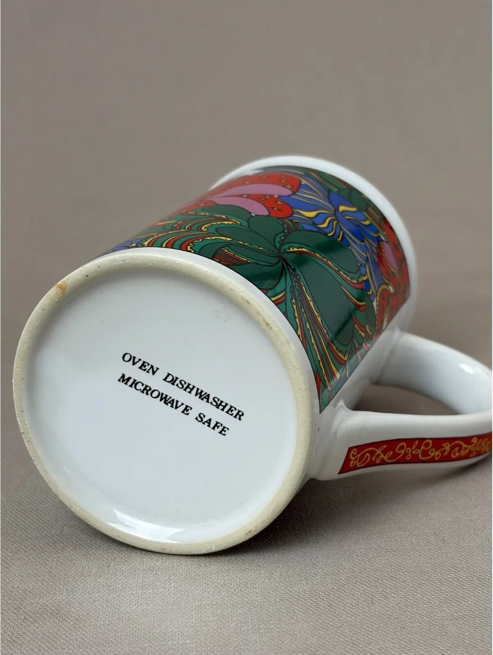 Vintage Psychedelic Floral Coffee Mug Mod Pop Art Colorful Ceramic Tea Cup 10oz